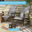 Banc oscillant d'extérieur pour 2 personnes, causeuse de balançoire de patio avec filet respirant, table, structure en acier pour le jardin, la cour, le porche, gris