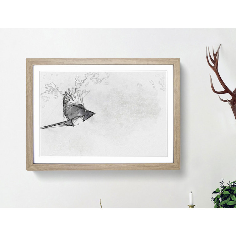 Magpie in Flight in Abstract - Picture Frame Graphic Art Print