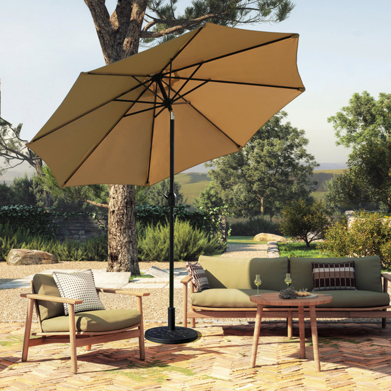 Parasol Casares Lotus 9 pi avec support / base brun, Brun