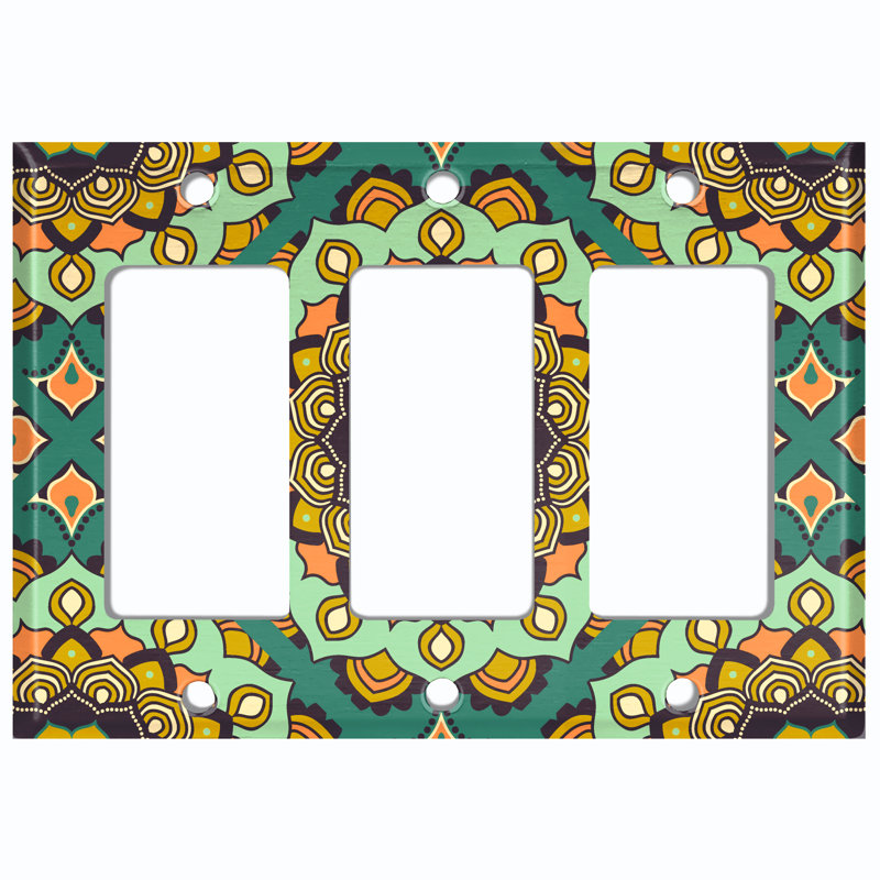 Plaque murale berçante à motif fleur mandala à 3 bandes