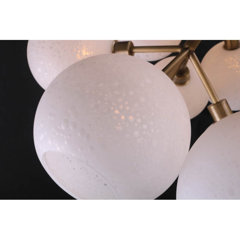 Lustre en cristal de neige, Bronze antique, H 70 po x l 75 po x P 75 po