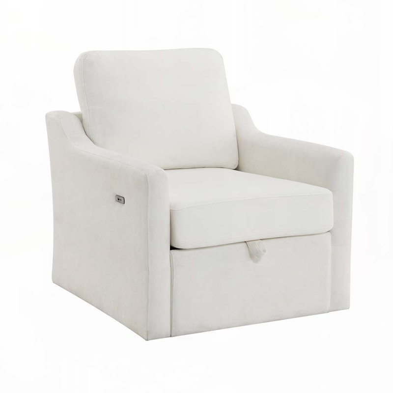 Fauteuil demi-tonneau en chenille, Blanc
