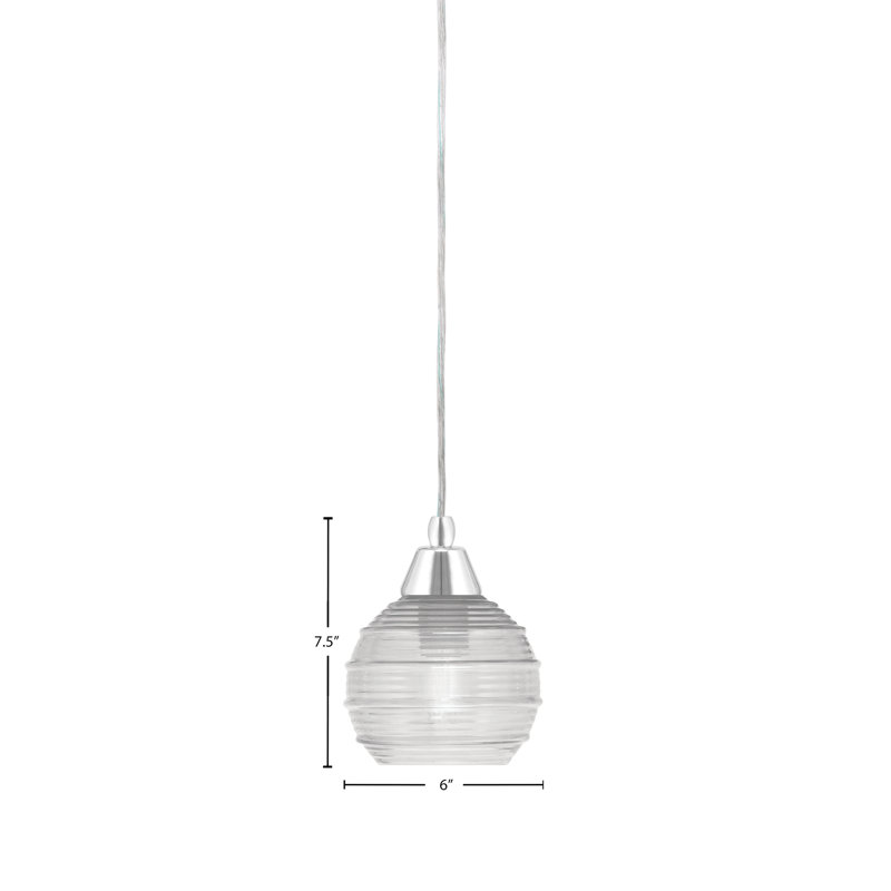 Luminaire suspendu à 1 lumière Any, Transparent, Transparent, Chrome