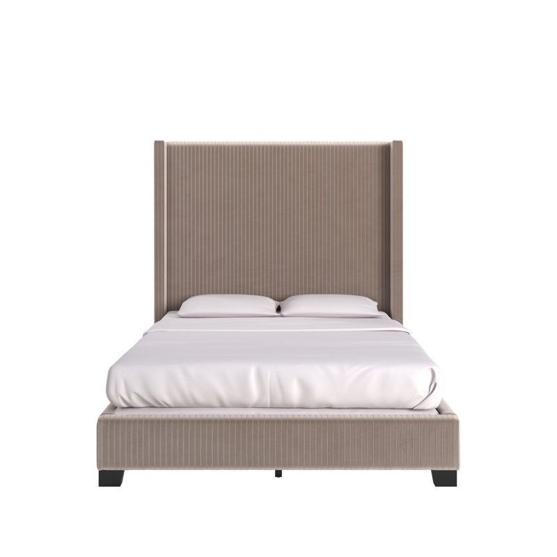 Lit tapissier standard à profil bas Solon, Double, Gris colombe clair