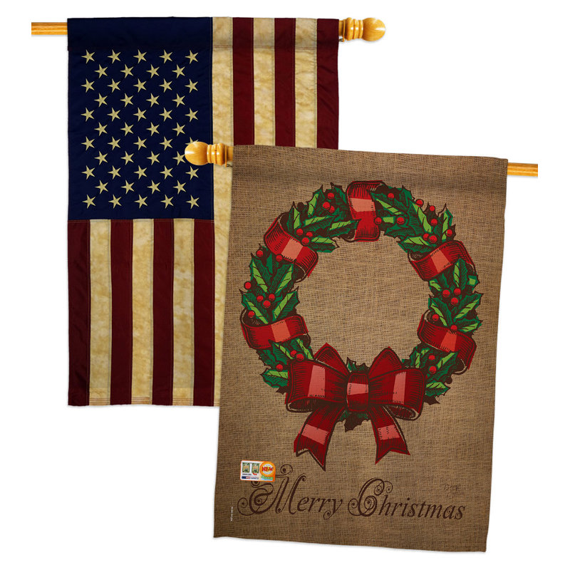 Double Sided 40'' H x 28'' W Polyester Christmas House Flag
