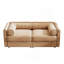 Élégant canapé en chenille 2 places Camel avec siège de rangement, dossier cylindrique et accoudoirs, causeuse moderne en tissu avec espace de rangement caché-197628100-197628103