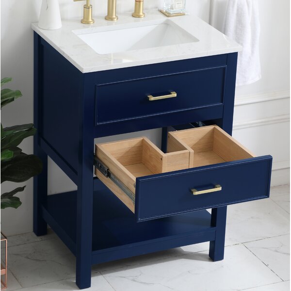 Mercury Row® Shufelt 24'' Single Bathroom Vanity with Engineered Marble ...