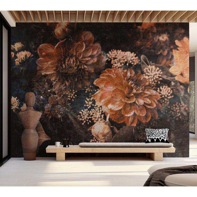 Adhésif mural Zenaide, L 173 po x L 124 po, Orange