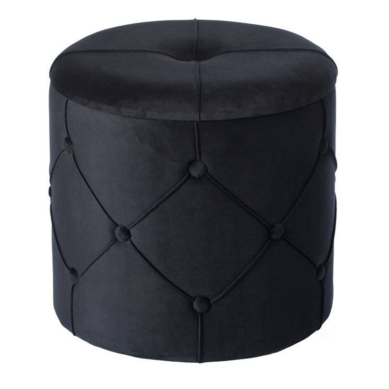 Hanes Velvet Ottoman, Black Velvet