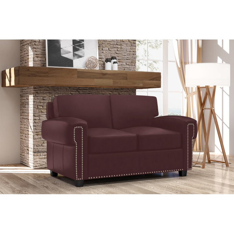  Ensemble de salon en cuir 3 pièces Fardin, Cuir véritable vin