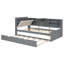 Lit plateforme en bois robuste | Tête de lit avec rangement, tablette rotative et lit gigogne pour chambre d'amis-307549214-307549200