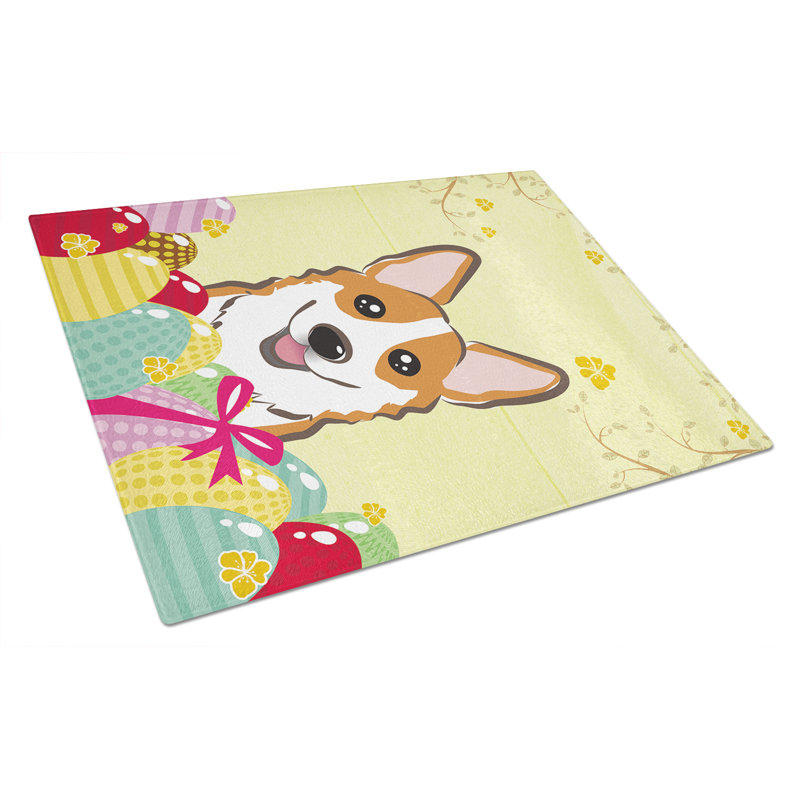 Planche à découper en verre trempé à caroline de pâques, Corgi rouge