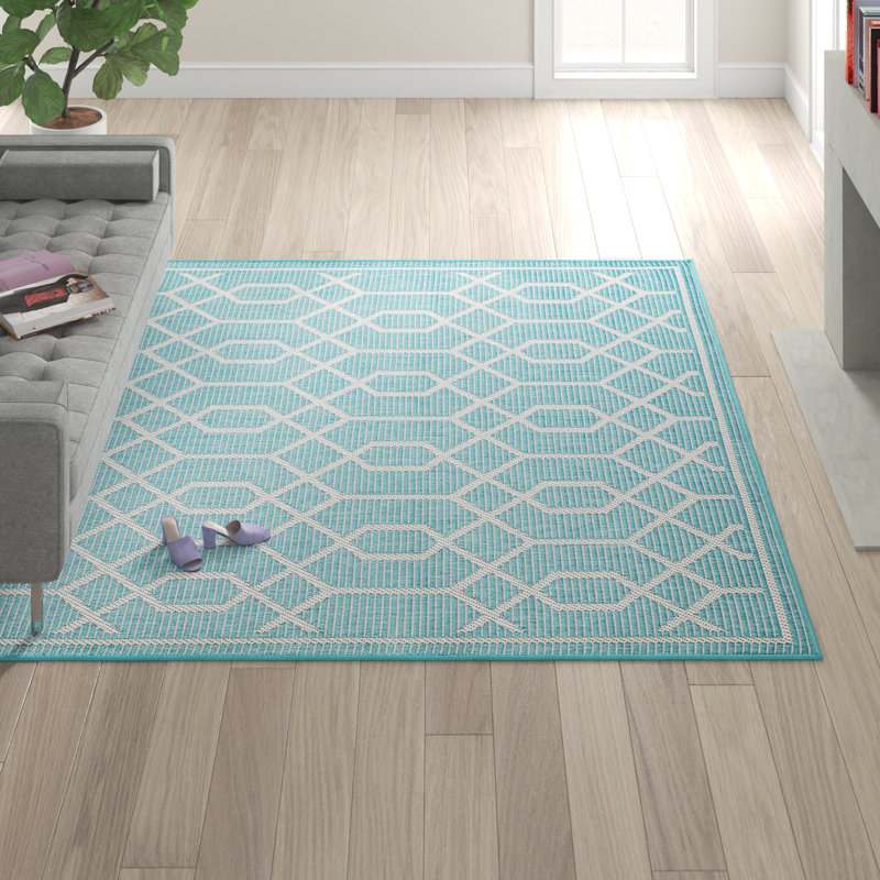 Annie-Jane Washable Geometric Indoor / Outdoor Rug, Rectangle 9'10" x 12'10"