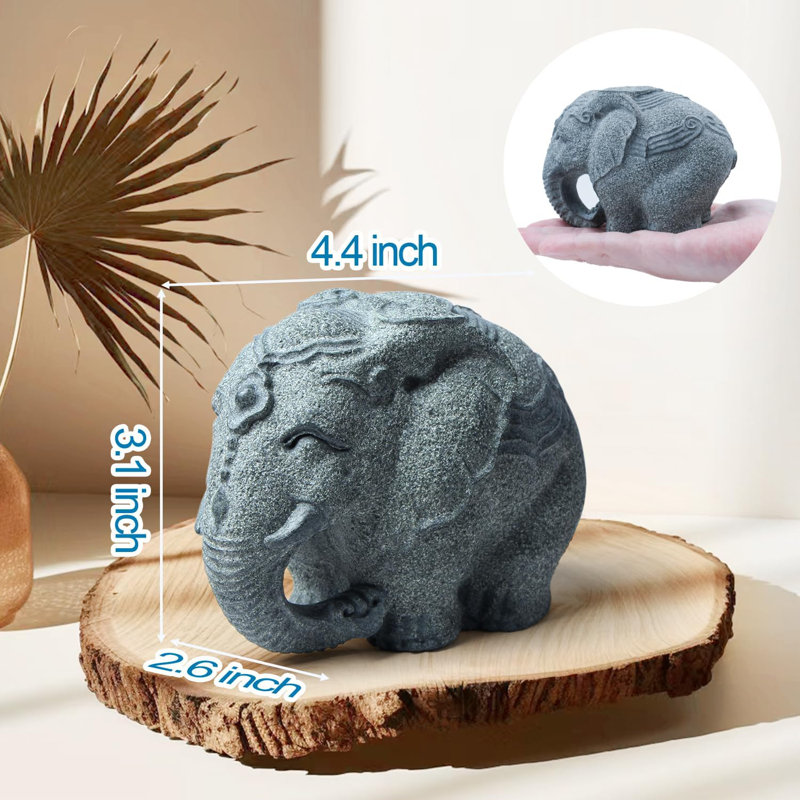 Statue de bébé éléphant en pierre sculptée à la main