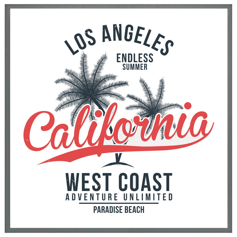 Divis Cali West Coast 1 Piece Single Picture Frame Wall Art, 31cm H x 31cm W x 4cm D, Grey Framed