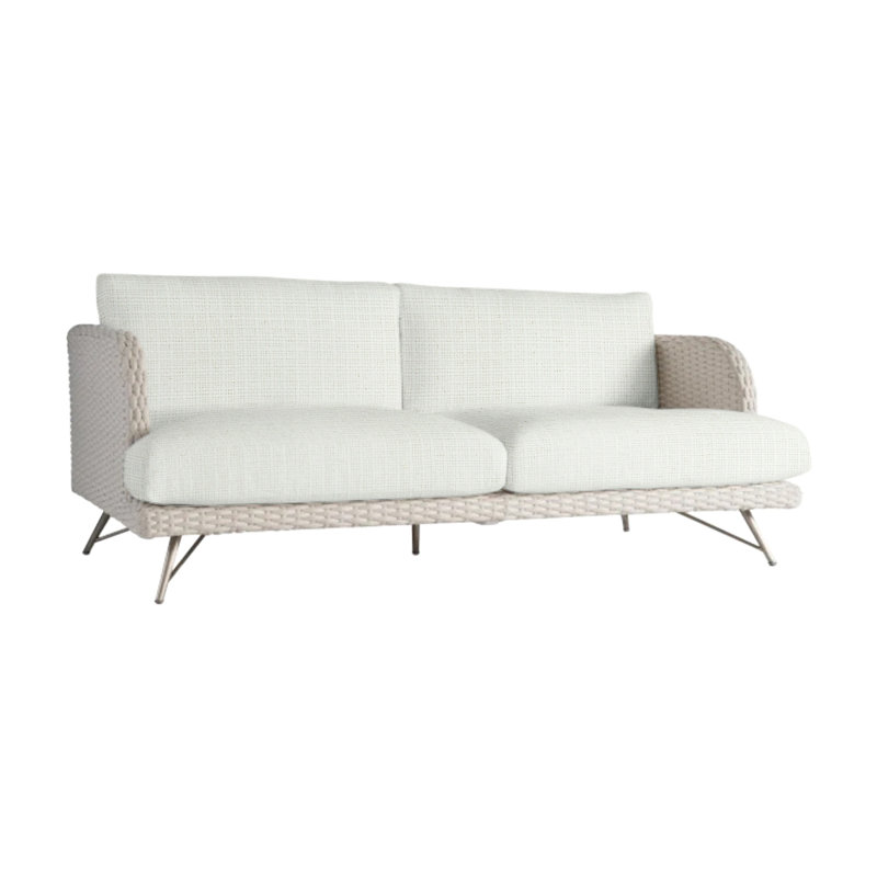 Isola Outdoor Metal Loveseat, Cream Linen 6025-002