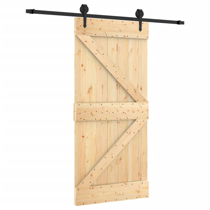 Porte coulissante avec quincaillerie Vidaxl, 37,4 po x 82,7 po, Noir/naturel