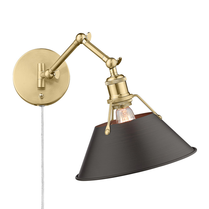 Lampe murale avec bras pivotant à 1 lumière Weatherford, Bronze huilé, Bronze champagne brossé