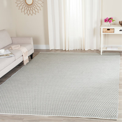 Tapis gris en coton tissé à plat à la main Evansdale