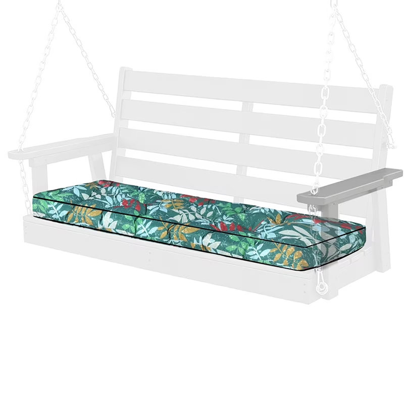Outdoor 4'' Thick Bench Seat Cushion, 63*20In Waterproof Bench Seat Cushion Replacement, Green Floral