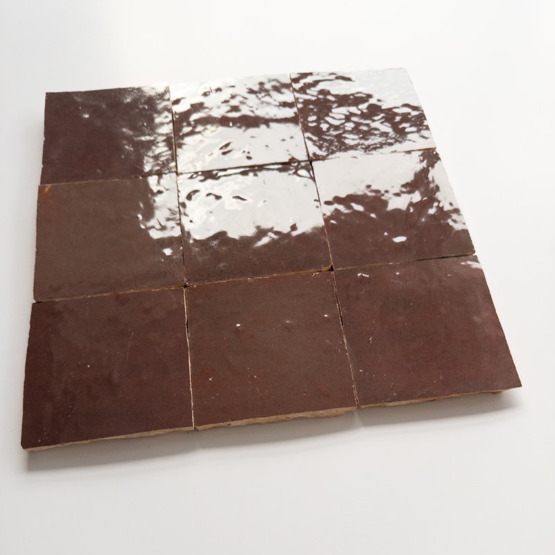 Carreau de céramique cerise zellige, 4 po x 4 po