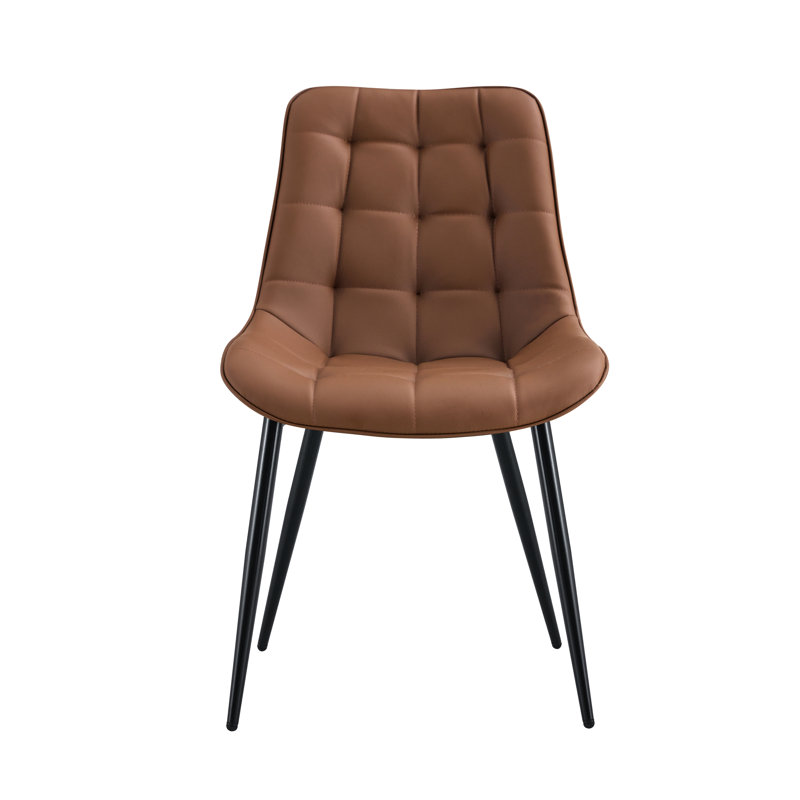 Chaise confortable en tissu brun moderne avec motif en grille et motif polyvalent attrayant pour une utilisation quotidienne