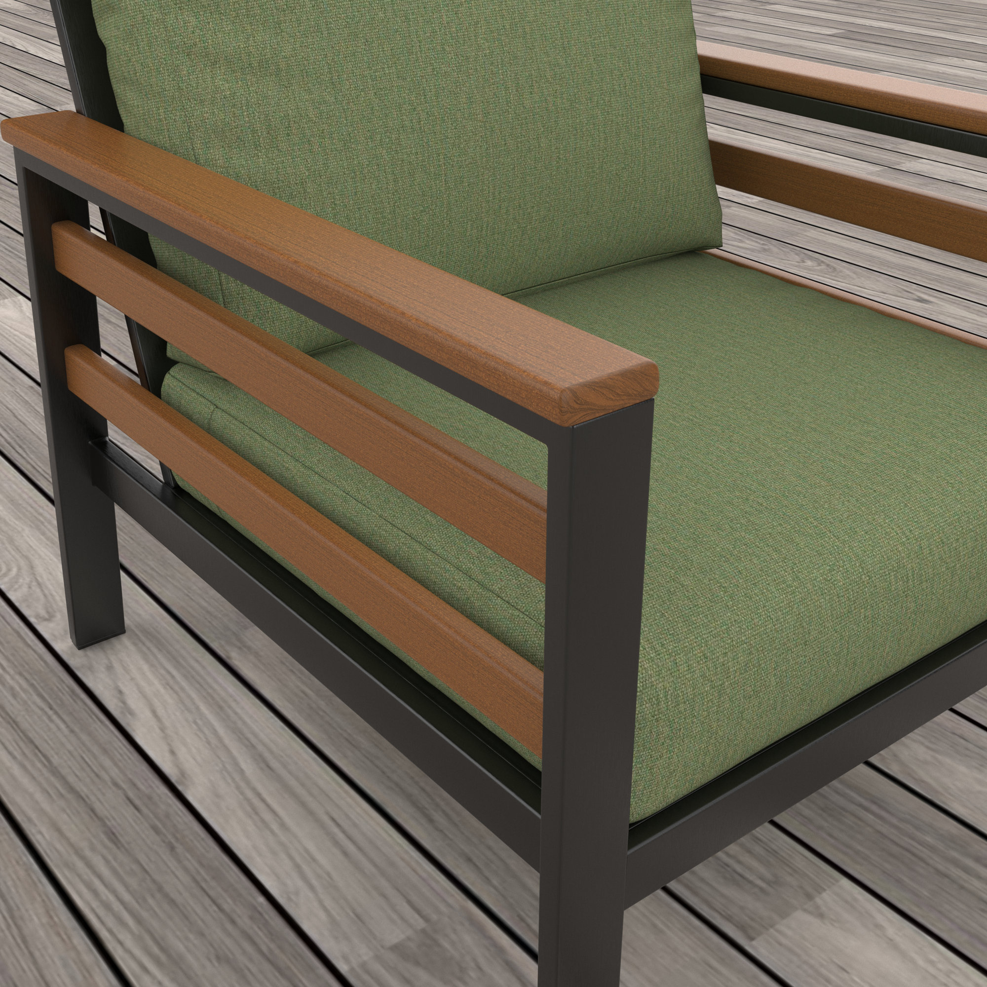 Townsend Patio Chair with Sunbrella® Cushions, Brown, Sunbrella Canvas Fern