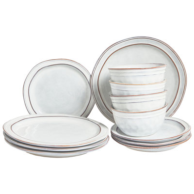 Chives Handmade Stoneware Dinnerware Set 12 Piece - Service for 4