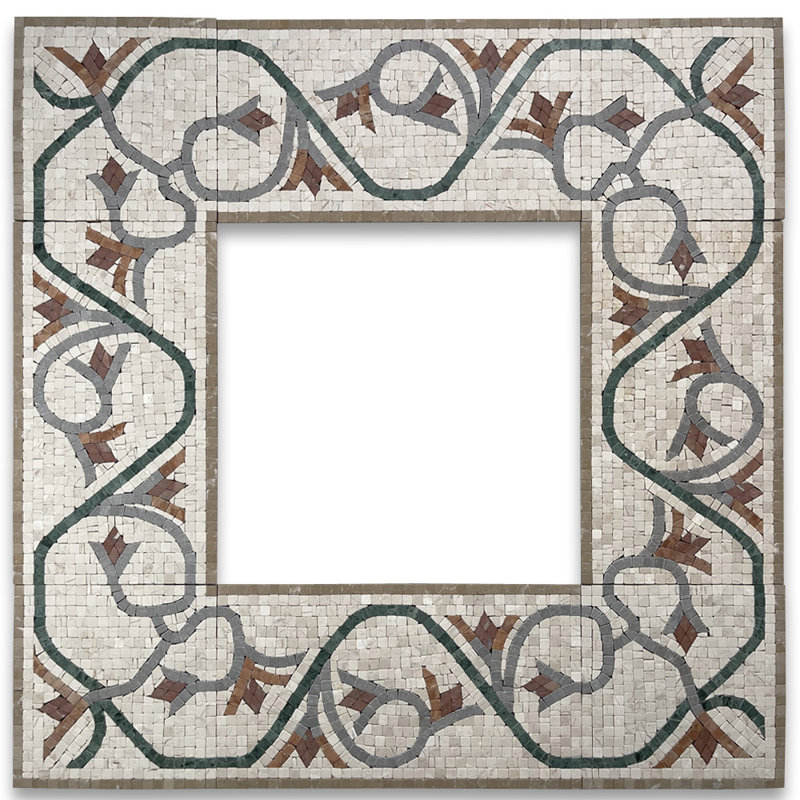 Carrelage mosaïque en marbre 7,5 po x 13,5 po Carina, Beige / or / vert