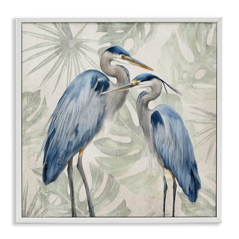 «Blue Heron Palm Leaves», estampe numérique, conception de Kim Allen, H 24 po x l 24 po