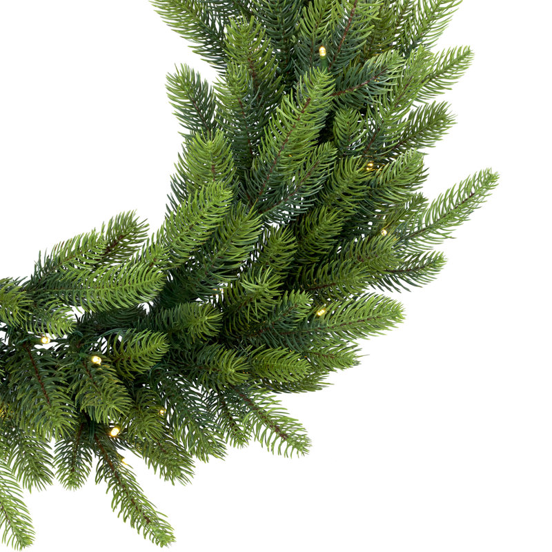 Real Touch B/O Pre-Lit Noble Fir Cedar Christmas Wreath - 24" - Warm White LED