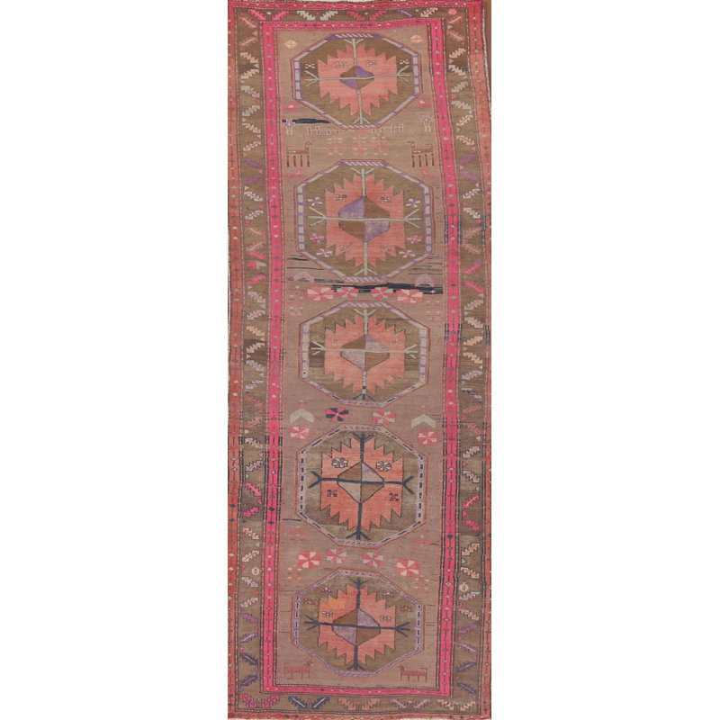 Tapis de couloir vintage en laine 4 x 11