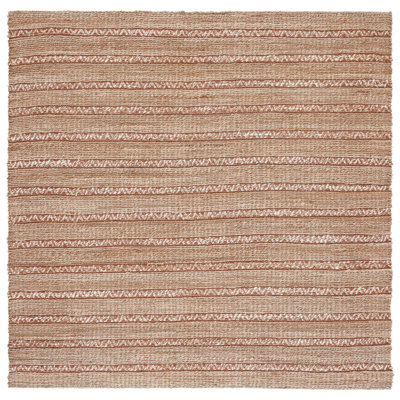 Iffath Natural Fibre Flat Weave Jute/Cotton Geometric Rug in Rust/Natural