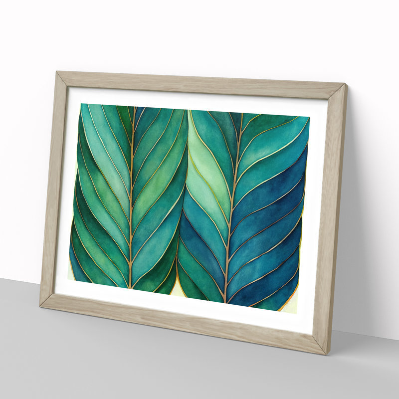 Explosive Leaf - Single Picture Frame Print, 25cm H x 34cm W x 2cm D, Oak Framed