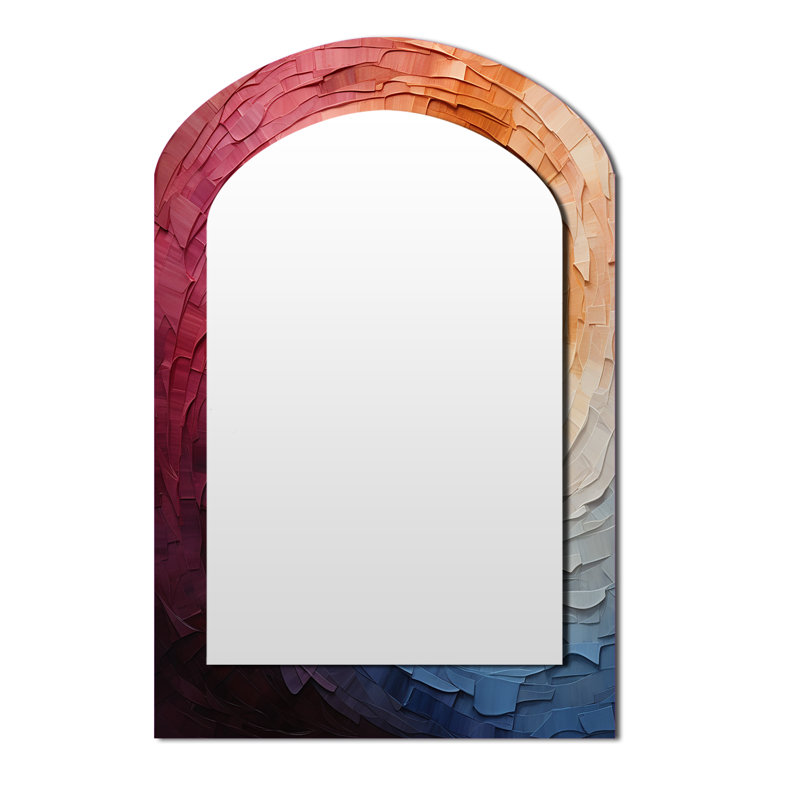 Miroir décoratif arc-en-ciel coloré sur métal I, 43 po x 33 po