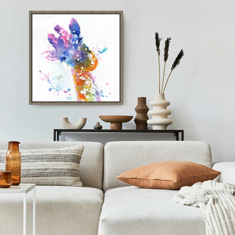 Toile abstraite girafe | Art de la faune colorée