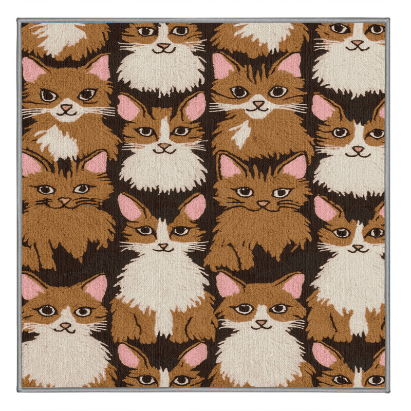  Washable Munchkin Cats Area Rug, Carré 8 pi