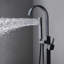 Robinet de baignoire à fixation au sol avec douche à main et fonction utilisateur - Bonde courbée au fini noir mat