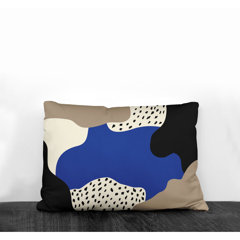 Coussin décoratif intérieur / extérieur en polyester filé Willow, Bleu marine / blanc cassé / beige / noir