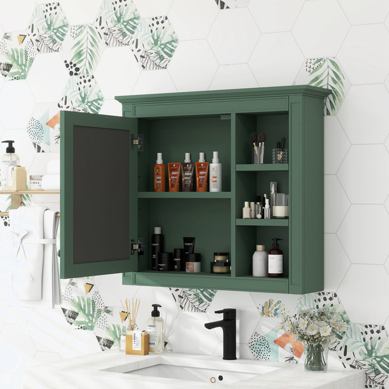30'' x 28'' Medicine Cabinet, Wall Mounted Bathroom Storage Cabinet, Modern Bathroom Wall Cabinet with Mirror,Medicine Cabinet, Mirror Cabinet with 3 Open Shelves (Not Include Bathroom Vanity )