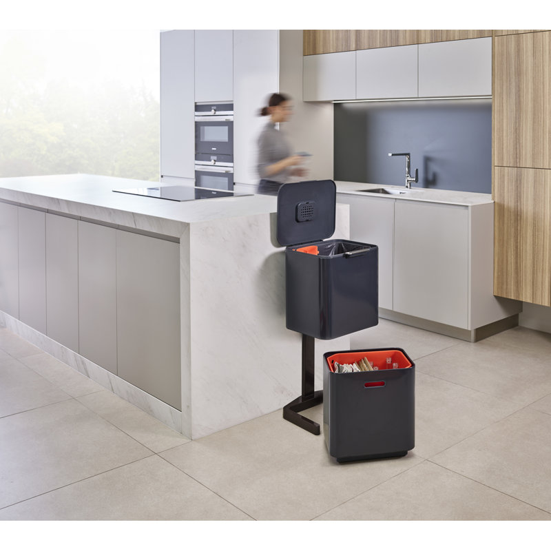 Totem Waste & Recycling Dual Kitchen Trash Can, 15.85 US Gallons, Graphite