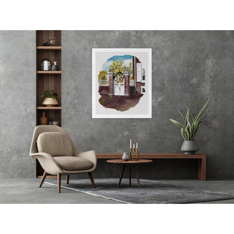 Front Gate Print, White Framed