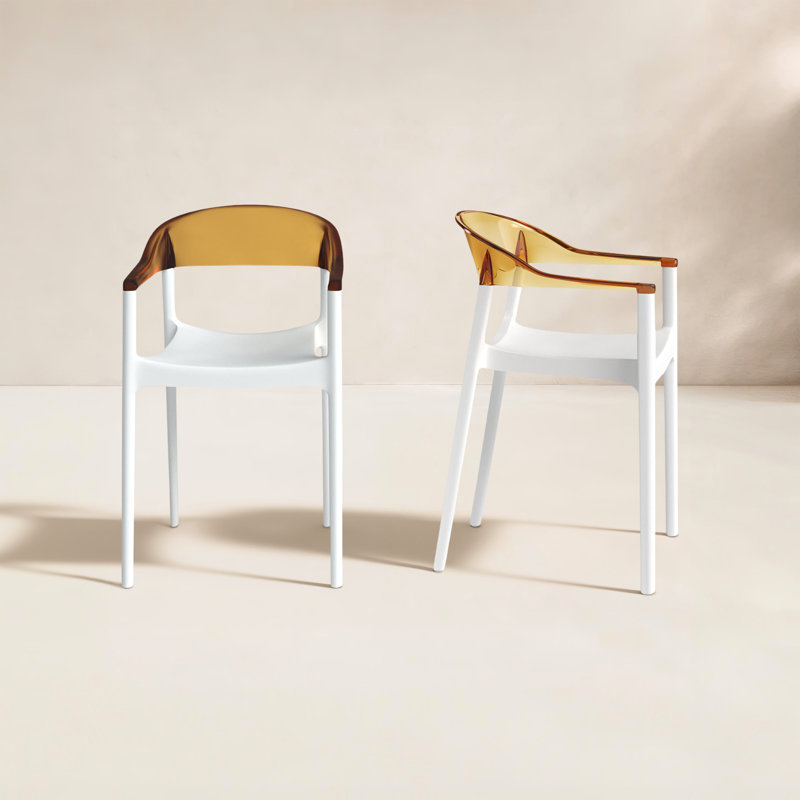 Fauteuil de salle à manger Stella, Blanc / ambre transparent