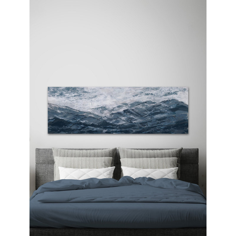 Dark Blue Mountains by Parvez Taj - Wrapped Canvas Painting, 25cm H x 76cm W x 3.81cm D