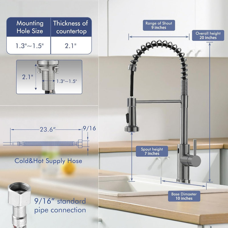 Touchless Kitchen Faucet with Pull Down Sprayer, Motion Sensor Smart Hands-Free Activated Single Hole Spring Faucet for Kitchen Sink