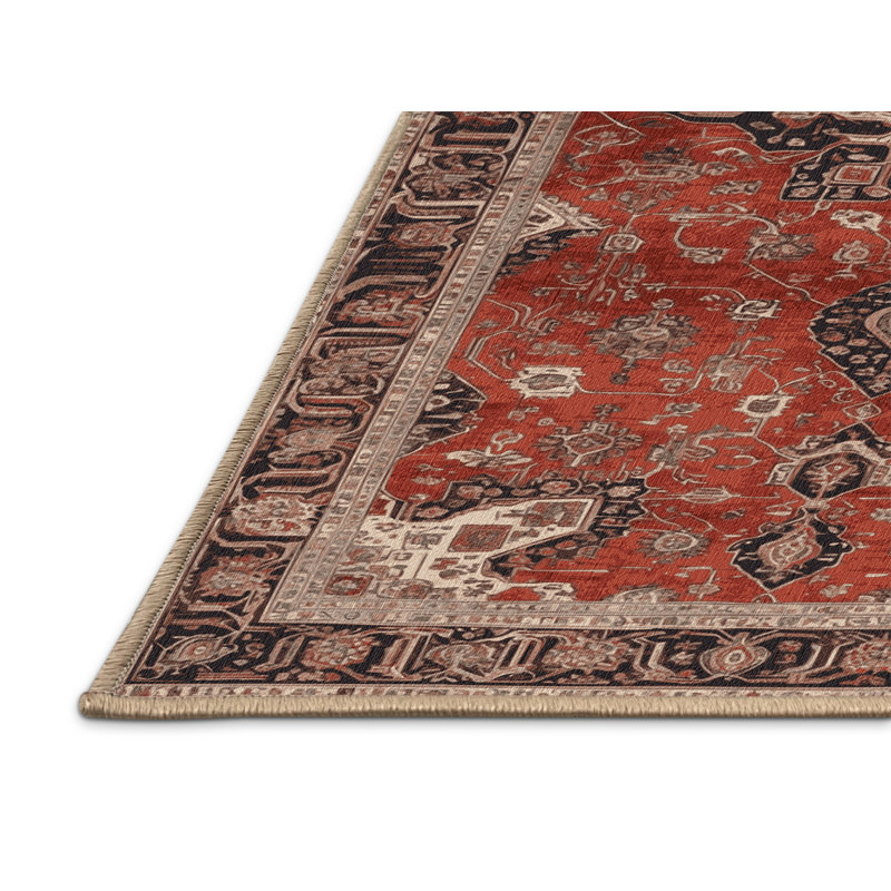 Machine Washable Persian Brown Area Rug, Rectangle 6' x 9'