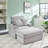 39-Inch Spring Upholstered Armchair And Ottoman Set - Comfortable Single With Cup Holder And Corduroy Fabric Sofa-24927500