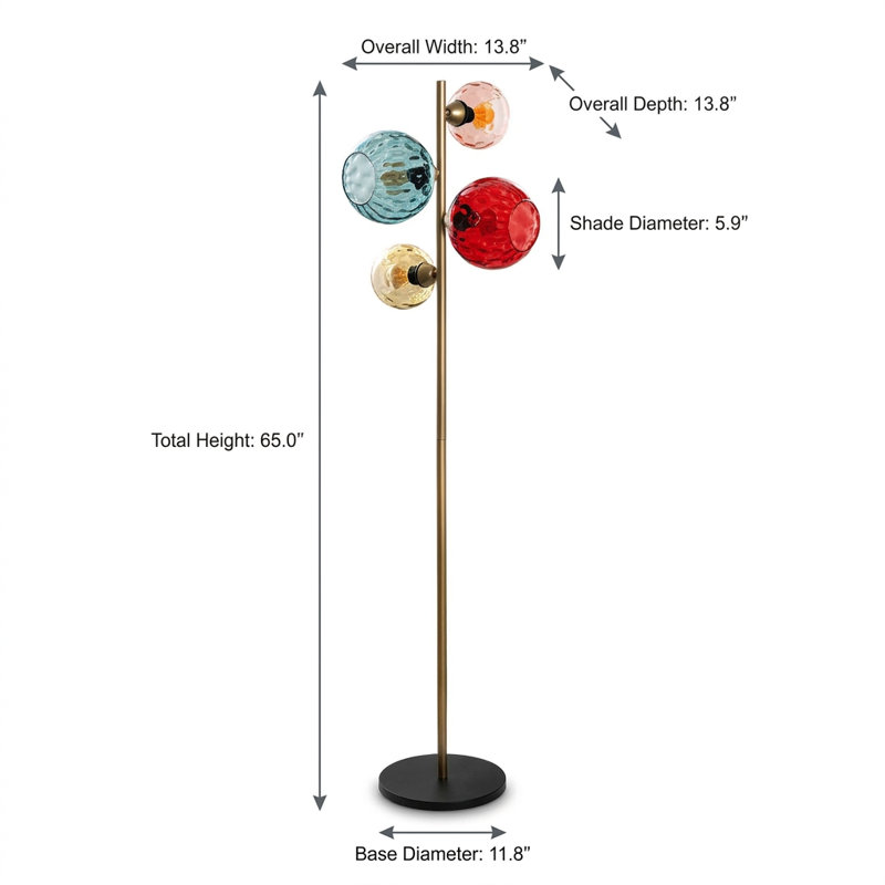 Koben Gold Glass Globe Floor Lamp