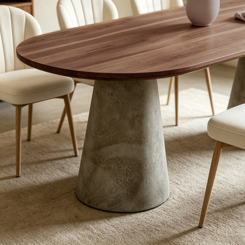 Walnut Oval Solid Wood Dining table, 29.53"H*55.12"W*27.56"D