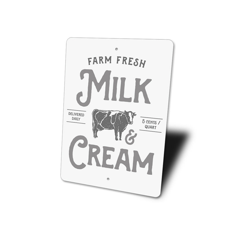 Lait et crème, H 14 po x l 10 po x P 0,04 po